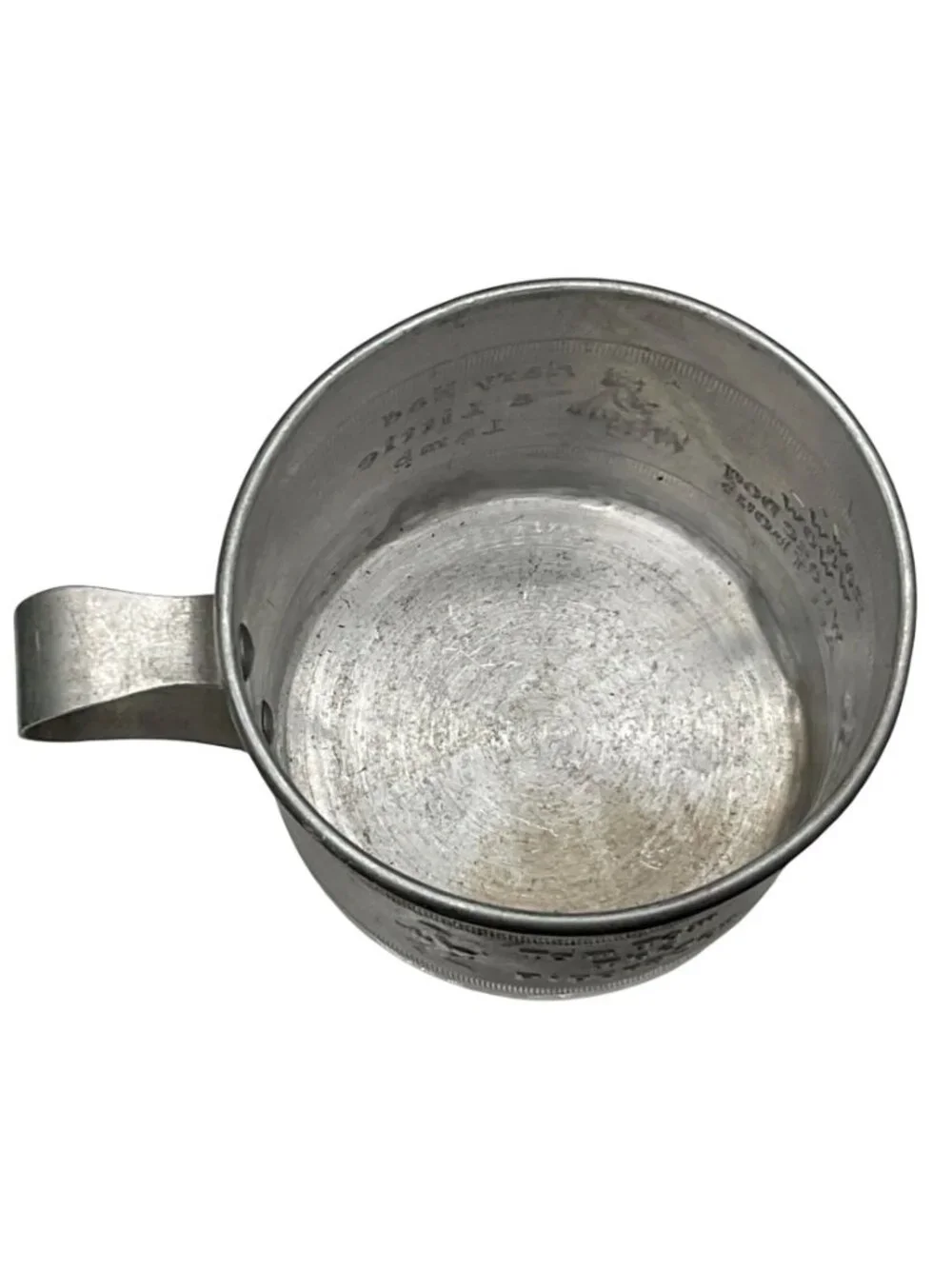Vtg Childs Aluminum Nursery Rhyme Cup With Handle - 